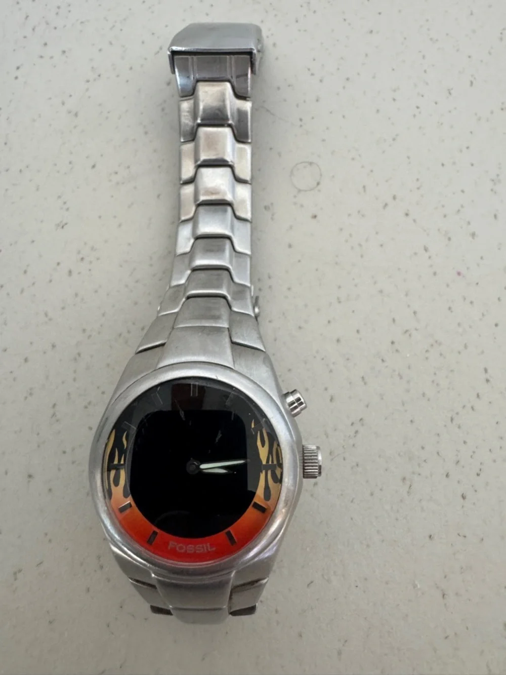 Fossil Big Tic flame watch. Pre-owned